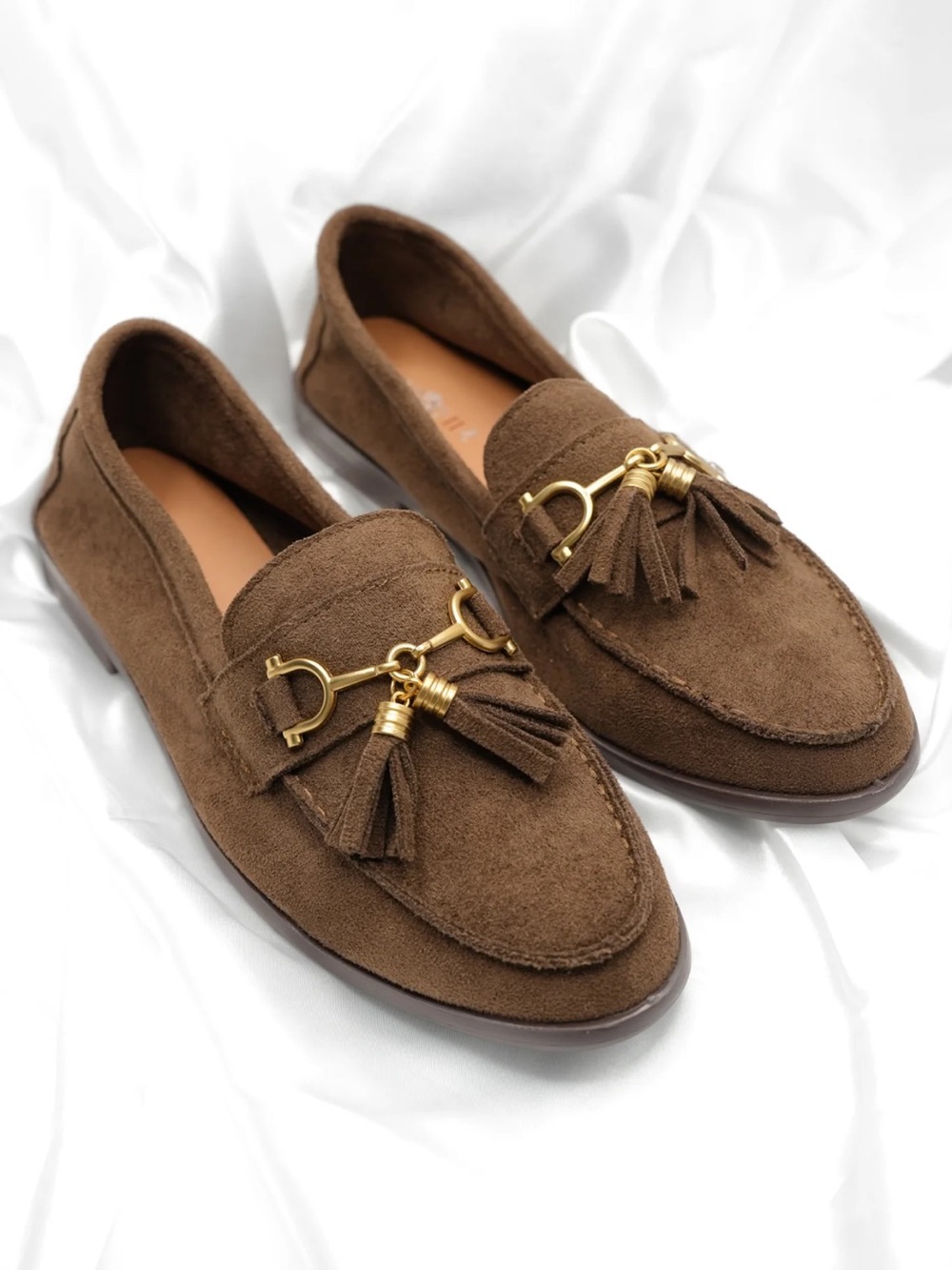 Women’s Brown Suede Tassel Loafers - Classic Slip-On Dress Shoes
